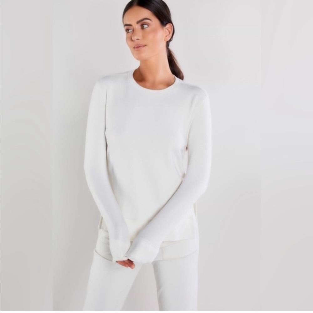 Anatomie Glenn French Terry Pullover with Side Slits in Stone